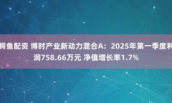 鳄鱼配资 博时产业新动力混合A：2025年第一季度利润758.66万元 净值增长率1.7%