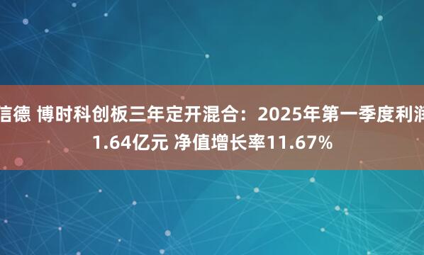 信德 博时科创板三年定开混合：2025年第一季度利润1.64亿元 净值增长率11.67%