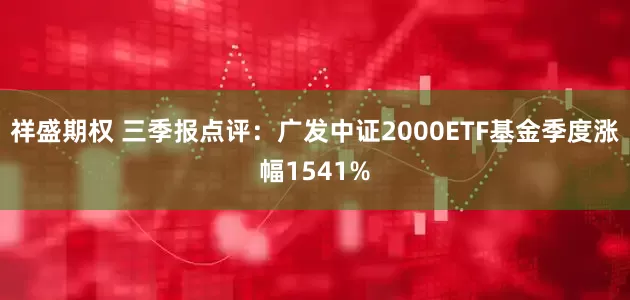 祥盛期权 三季报点评：广发中证2000ETF基金季度涨幅1541%